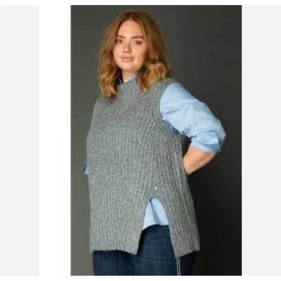 Yesta Gray Ribbed Sleeveless Sweater Size 16 & 20 - Picture 9 of 9